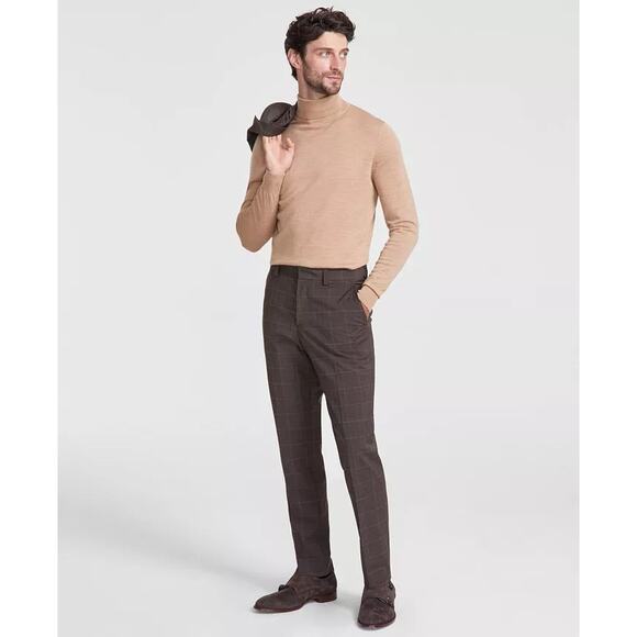 Hugo Boss Men's Brown Plaid Wool Blend Tom Modern-Fit Dress Pants Size 32R - Picture 3 of 9